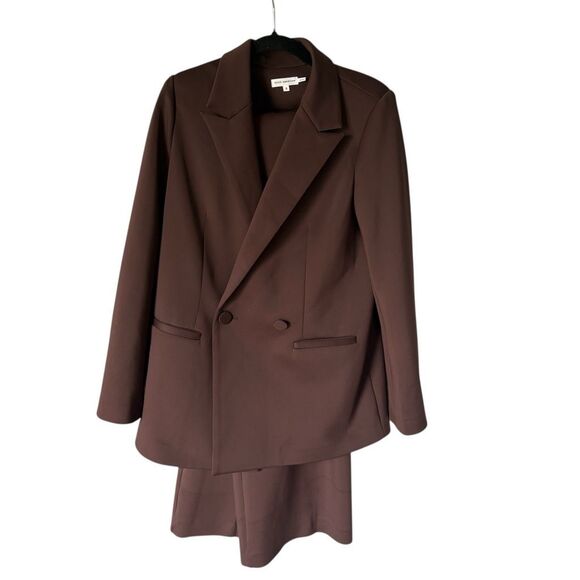 Good American Brown Double Breasted Scuba Suit Blazer and Slacks Size 3 (L) - Picture 1 of 14